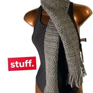 Source Unknown Charcoal Knit Scarf